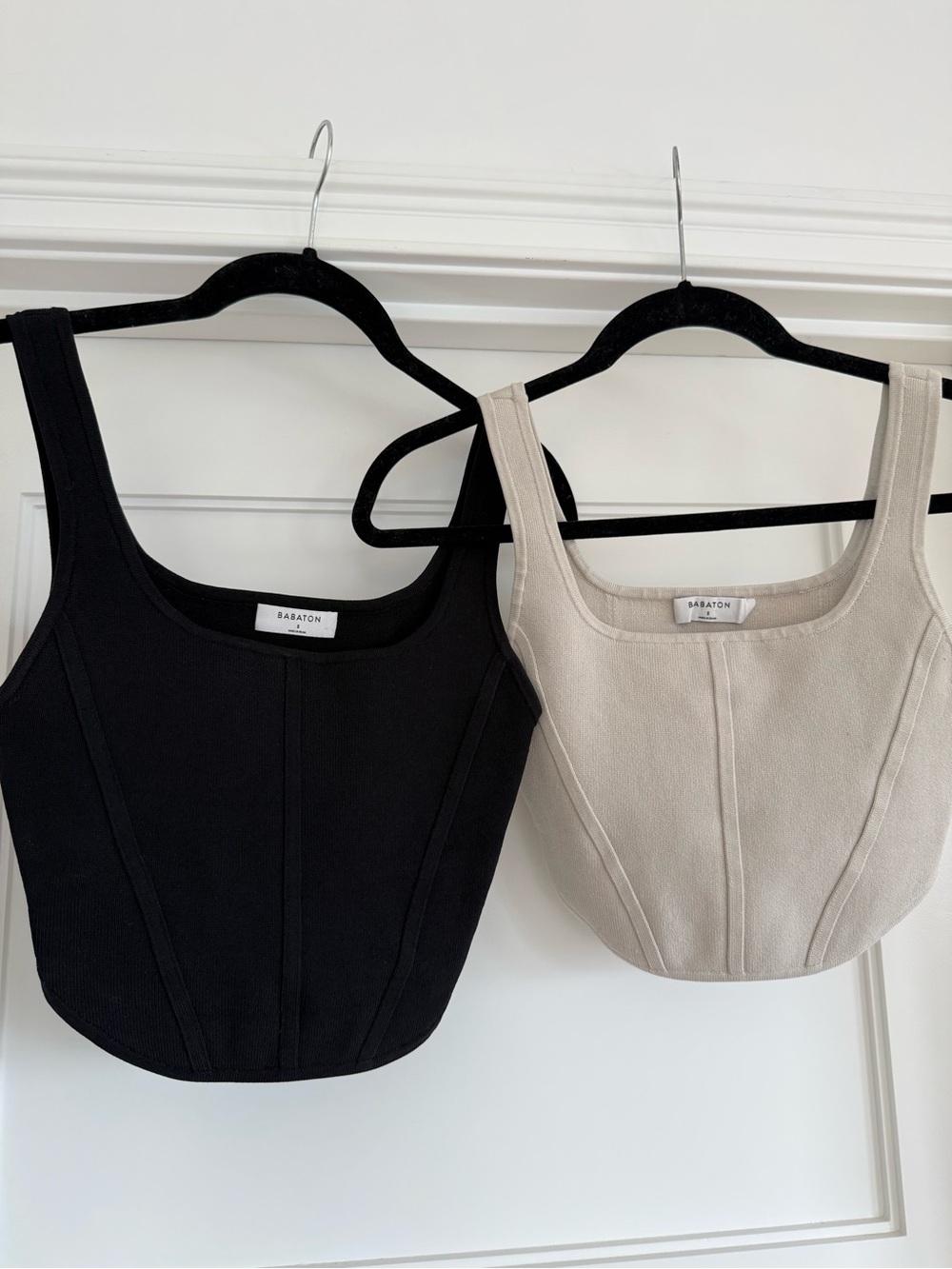 Bundle of 2 Aritzia Babaton Sculpt Knit Squareneck Bustier Tanks Womens S